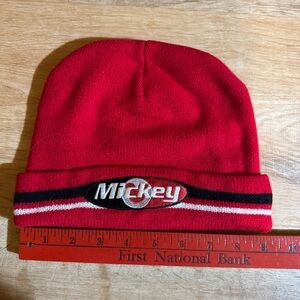 VTG 90s Walt Disney World USA Made Mickey Mouse Text Knit Beanie Goofy Hat Co XL